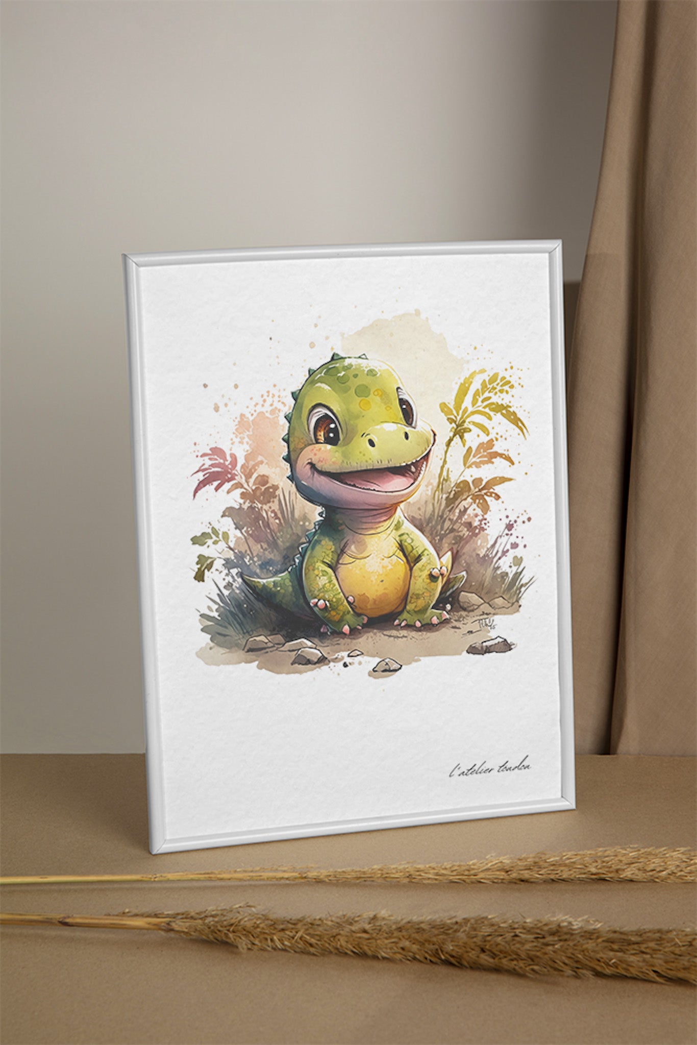 Le dinosaure, décoration chambre bébé, décoration chambre enfant, aquarel, illustration