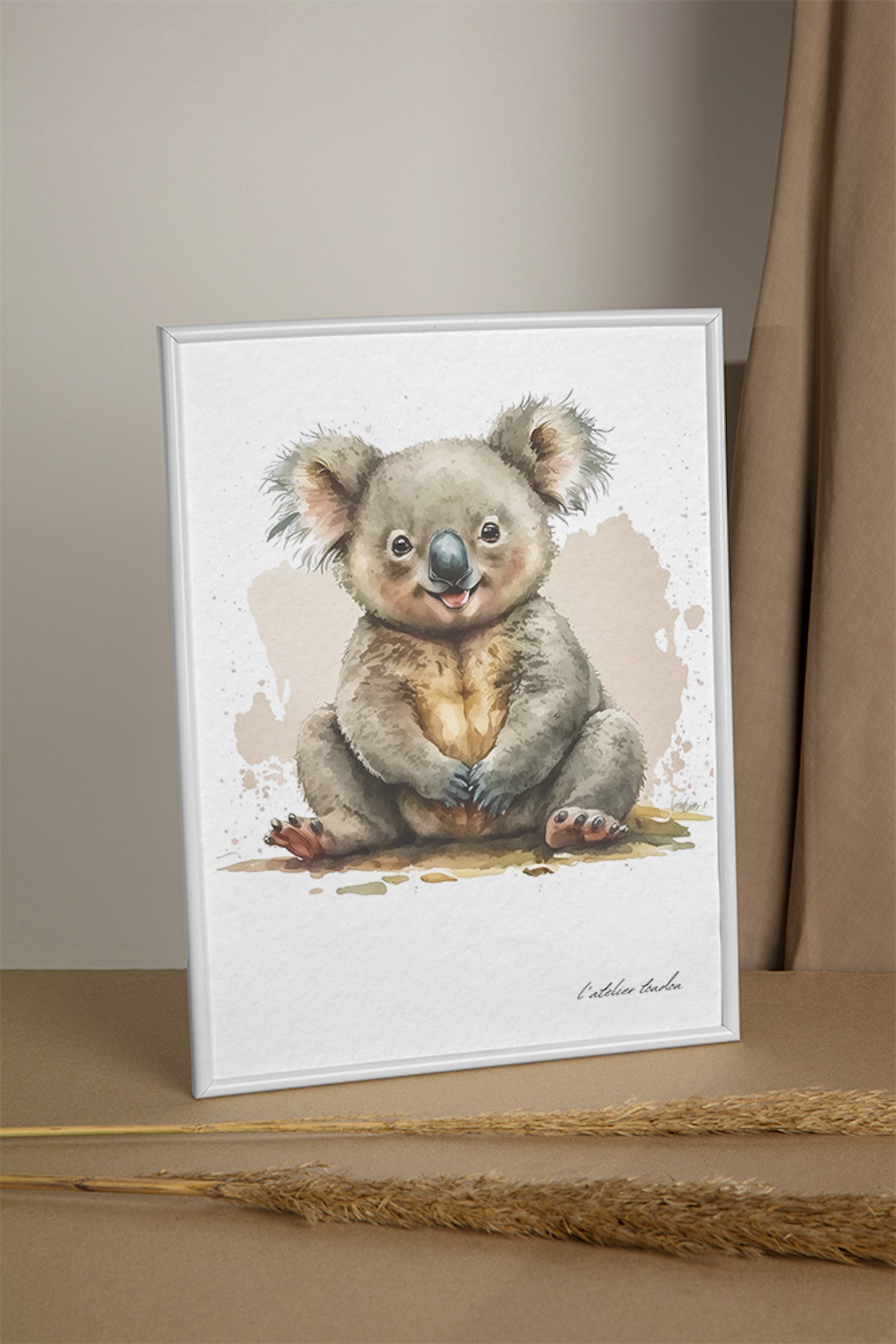 Le koala, décoration chambre bébé, décoration chambre enfant, aquarel, illustration