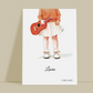 Guitare, guitariste, décoration pour chambre enfant, illustration à offrir, personnalisé, passion musique, aquarelle, petite fille