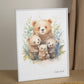 La famille ours, décoration chambre bébé, décoration chambre enfant, aquarel, illustration
