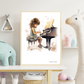 Piano, pianiste, décoration pour chambre enfant, illustration à offrir, passion musique, aquarelle, petite fille