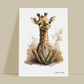 La girafe, décoration chambre bébé, décoration chambre enfant, aquarel, illustration
