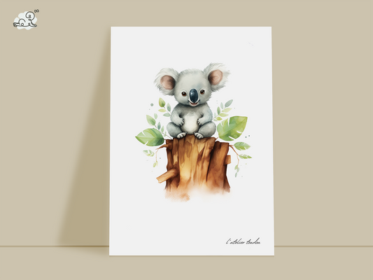 Le koala, décoration chambre bébé, décoration chambre enfant, aquarel, illustration