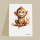 Le singe, décoration chambre bébé, décoration chambre enfant, aquarel, illustration