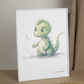 Le dinosaure, décoration pour chambre enfant, illustration à offrir, petit dinosaure vert