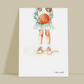 Basket, basketteuse, décoration pour chambre enfant, illustration à offrir, , personnalisé, passion sport, aquarelle, petite fille