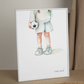 Football, footballeuse, ballon de foot, décoration pour chambre enfant, illustration à offrir, , personnalisé, passion sport, aquarelle, petite fille