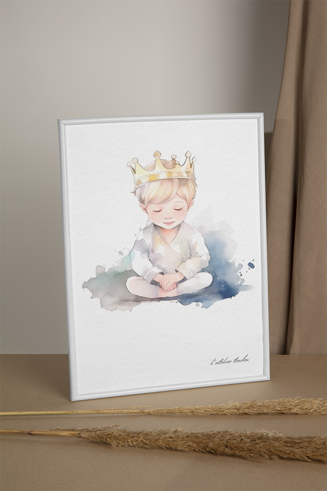 Le prince, décoration pour chambre enfant, illustration à offrir, petit prince bleu