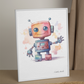 Le robot, décoration pour chambre enfant, illustration à offrir, petit robot aquarel