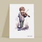 Violon, violoniste, décoration pour chambre enfant, illustration à offrir, passion musique, aquarelle, petit garçon