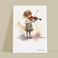 Violon, violoniste, décoration pour chambre enfant, illustration à offrir, passion musique, aquarelle, petite fille